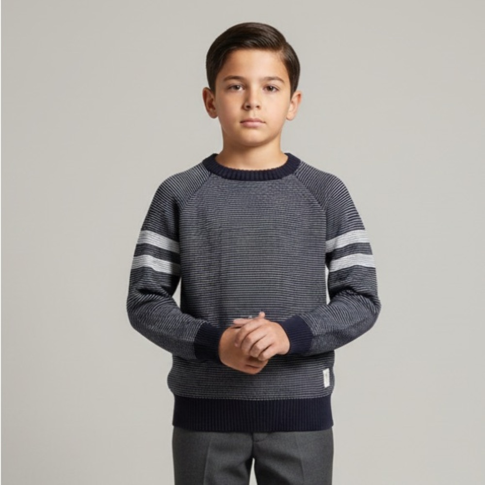 Joe's Jeans Men's Navy and White Crewneck Sweater